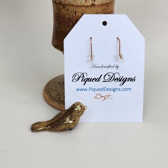 Earthy Green Triangle Earrings, Handmade - Picture 9 of 9